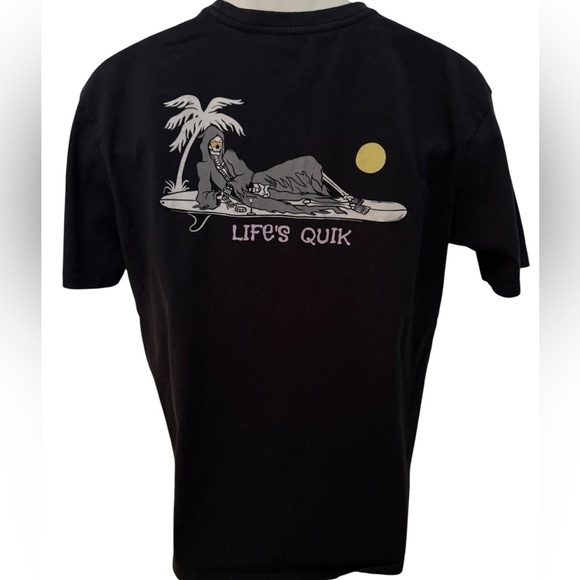 QUIKSILVER “Life’s Quik” Skeleton Tee Shirt Regular Fit Men L Large - Picture 1 of 6